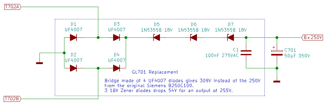 B250C100 replacement circuit