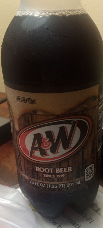 A&W root beer, plastic bottle
